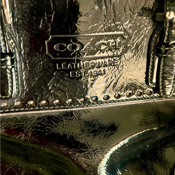 Vintage Black Patent Leather Coach Open Tote - Picture 2 of 7